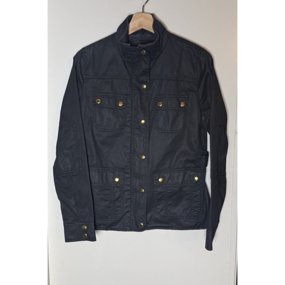 J Crew Field Jacket Womens Small Black Pockets Full ZIp Outdoor Preppy